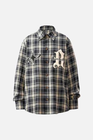 Concert Outfit Towel Embroidered Plaid Shirt