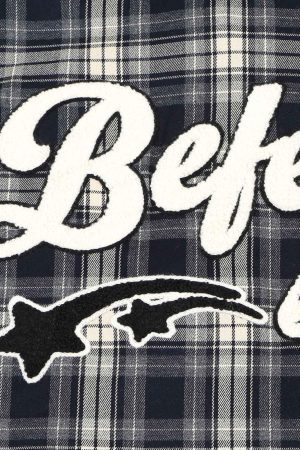 Concert Outfit Towel Embroidered Plaid Shirt