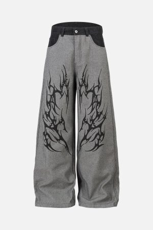 Concert Outfit Tribal Flame Print Baggy Jeans