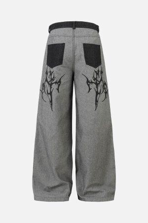 Concert Outfit Tribal Flame Print Baggy Jeans