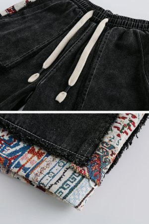 Concert Outfit Tribe Culture Pattern Washed Jorts
