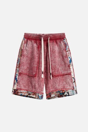 Concert Outfit Tribe Culture Pattern Washed Jorts