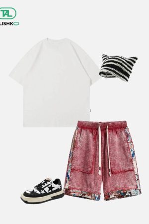 Concert Outfit Tribe Culture Pattern Washed Jorts