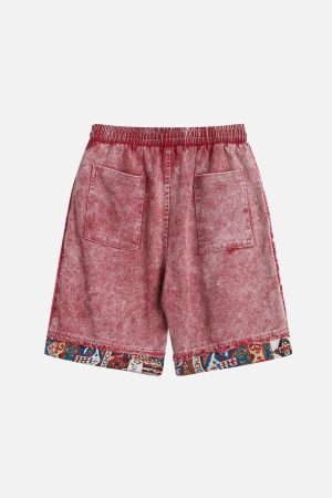 Concert Outfit Tribe Culture Pattern Washed Jorts