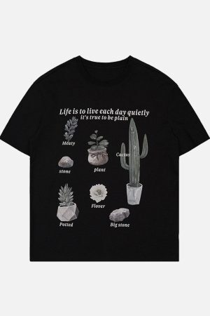 Concert Outfit Tropical Plant Print Tee