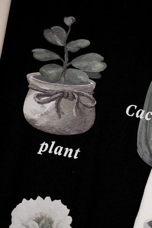 Concert Outfit Tropical Plant Print Tee