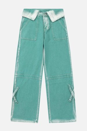 Concert Outfit Turn-Over Waistband Wide-Leg Jeans
