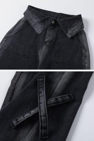 Concert Outfit Turn-Over Waistband Wide-Leg Jeans