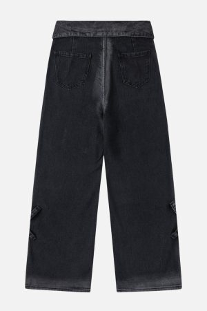 Concert Outfit Turn-Over Waistband Wide-Leg Jeans