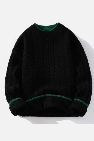 Concert Outfit Twist Patchwork Knit Sweater