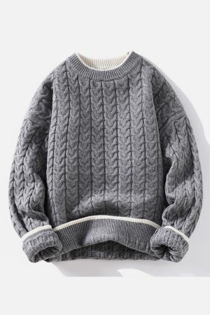 Concert Outfit Twist Patchwork Knit Sweater
