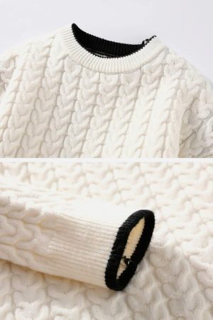 Concert Outfit Twist Patchwork Knit Sweater