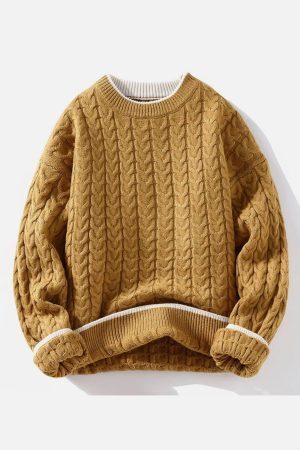 Concert Outfit Twist Patchwork Knit Sweater