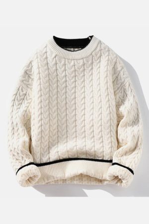 Concert Outfit Twist Patchwork Knit Sweater