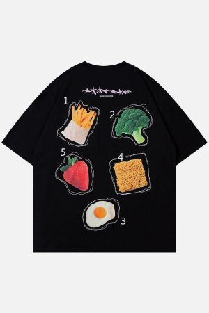 Concert Outfit Vegetable Fruit Print Tee