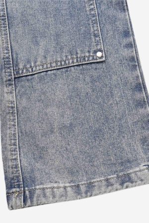 Concert Outfit Versatile Multi-Pocket Straight-Leg Jeans