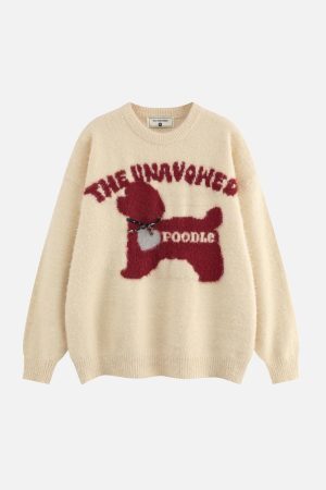 Concert Outfit Vinatge Cartoon Dog Cleanfit Sweater