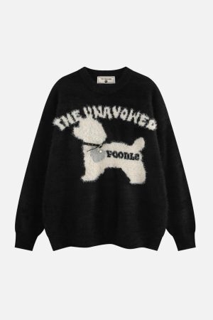 Concert Outfit Vinatge Cartoon Dog Cleanfit Sweater
