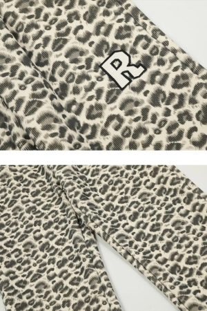 Concert Outfit Vinatge Leopard Horn Fleece Pants