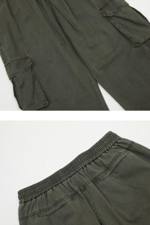 Concert Outfit Vinatge Washed Multi-Pocket Work Cargo Pants