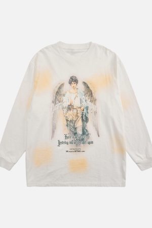 Concert Outfit Vintage Angel Graphic Long Sleeve T-Shirt