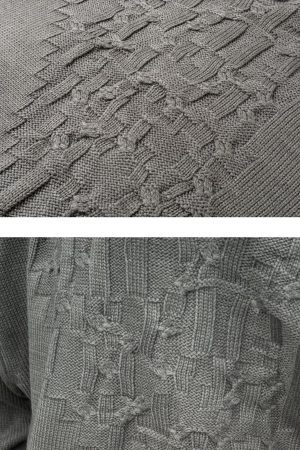 Concert Outfit Vintage Asymmetric Woven Knit Hoodie