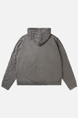 Concert Outfit Vintage Asymmetric Woven Knit Hoodie