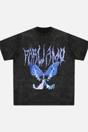 Concert Outfit Vintage Butterfly Print Loose T-Shirt