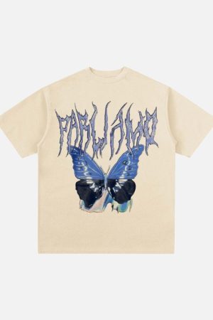 Concert Outfit Vintage Butterfly Print Loose T-Shirt