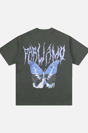 Concert Outfit Vintage Butterfly Print Loose T-Shirt