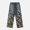 Concert Outfit Vintage Camouflage Patchwork Cargo Jeans