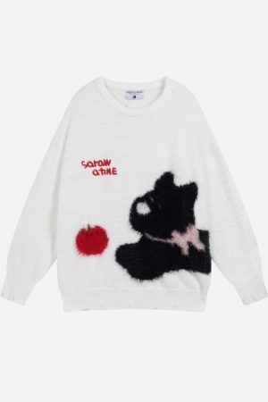 Concert Outfit Vintage Cartoon Little Dog Leisure Sweater