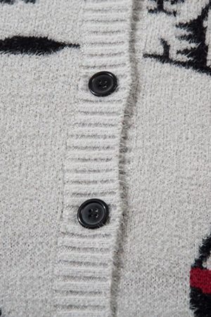 Concert Outfit Vintage Cat Jacquard Knit Cardigan