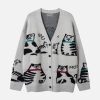 Concert Outfit Vintage Cat Jacquard Knit Cardigan