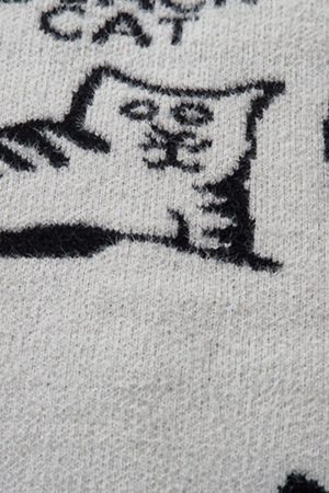 Concert Outfit Vintage Cat Jacquard Knit Cardigan