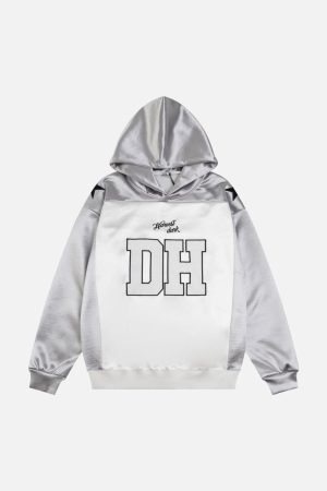 Concert Outfit Vintage Collision Color Letter Embroidery Hoodie