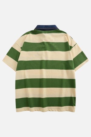 Concert Outfit Vintage Color Striped Polo Shirt