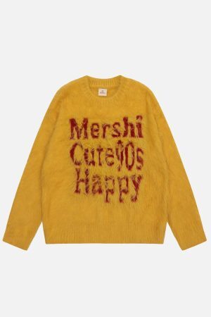 Concert Outfit Vintage Contrast Letter Sweater