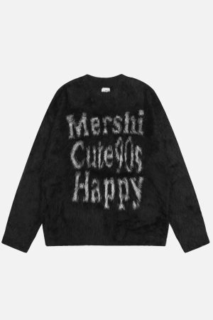 Concert Outfit Vintage Contrast Letter Sweater