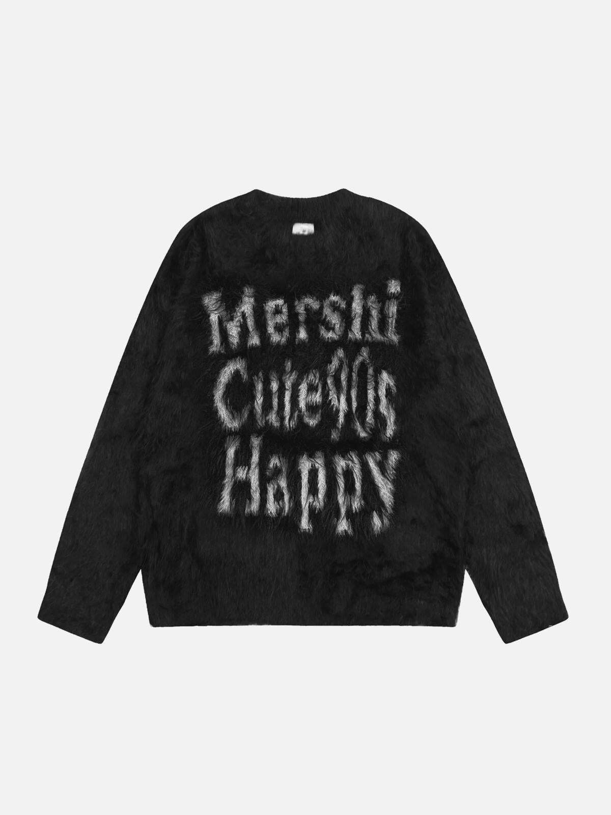 Concert Outfit Vintage Contrast Letter Sweater Concert Outfit Vintage Contrast Letter Sweater