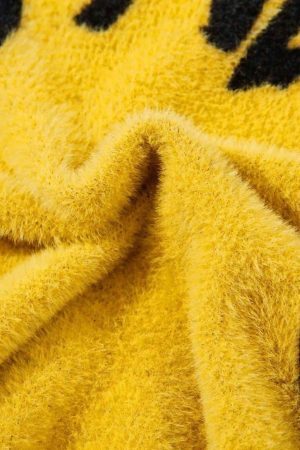 Concert Outfit Vintage Contrasting Smiley Face Sweater