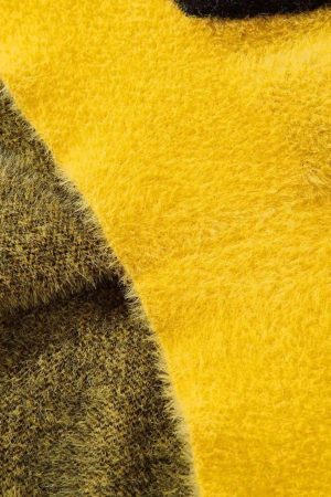 Concert Outfit Vintage Contrasting Smiley Face Sweater