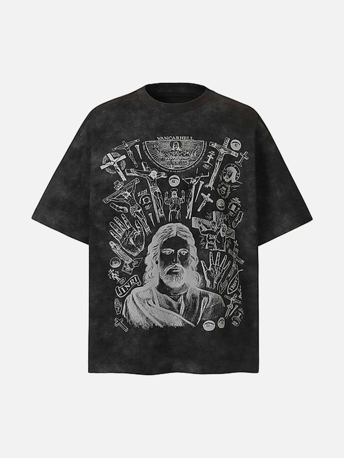 Concert Outfit Vintage Cross Figure Print T-Shirt Concert Outfit Vintage Cross Figure Print T-Shirt
