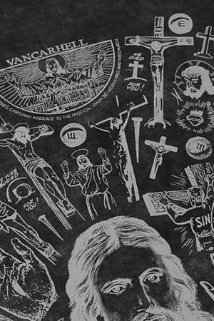 Concert Outfit Vintage Cross Figure Print T-Shirt