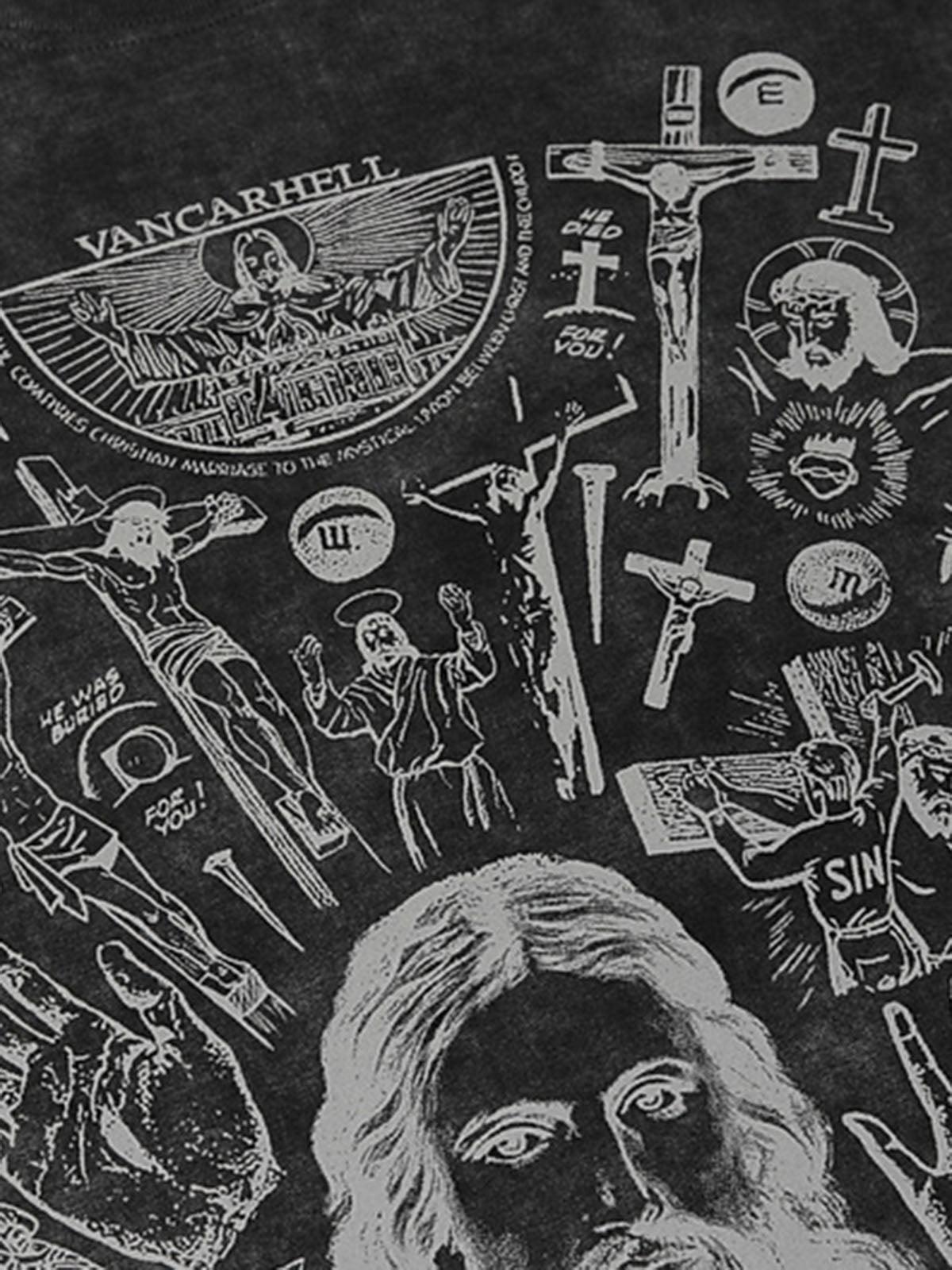 Concert Outfit Vintage Cross Figure Print T-Shirt Concert Outfit Vintage Cross Figure Print T-Shirt