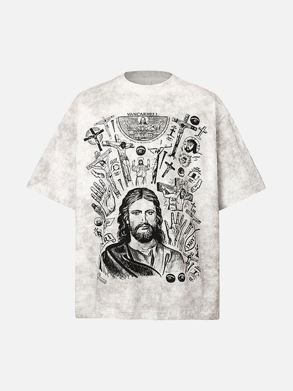 Concert Outfit Vintage Cross Figure Print T-Shirt Concert Outfit Vintage Cross Figure Print T-Shirt