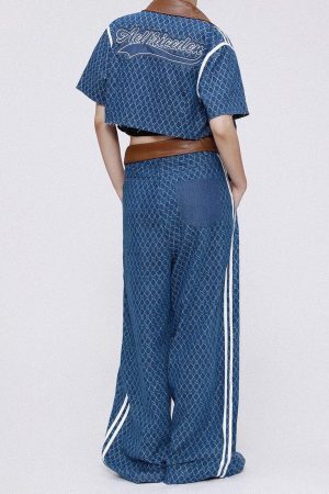 Concert Outfit Vintage Denim Jacquard Baggy Jeans