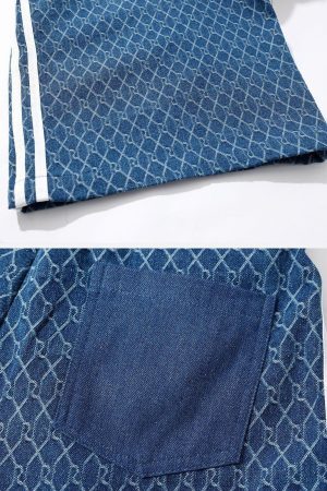 Concert Outfit Vintage Denim Jacquard Baggy Jeans