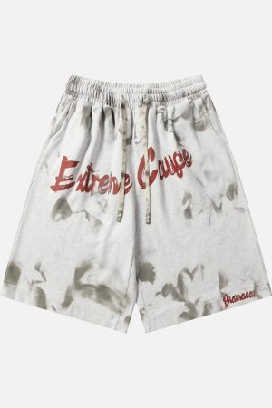 Concert Outfit Vintage Dirty Elastic Drawstring Loose Shorts