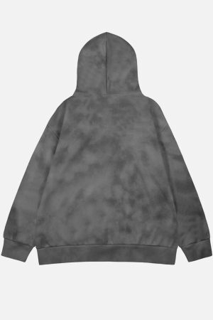 Concert Outfit Vintage Dirty Tie-Dye Half Zip-Up Hoodie